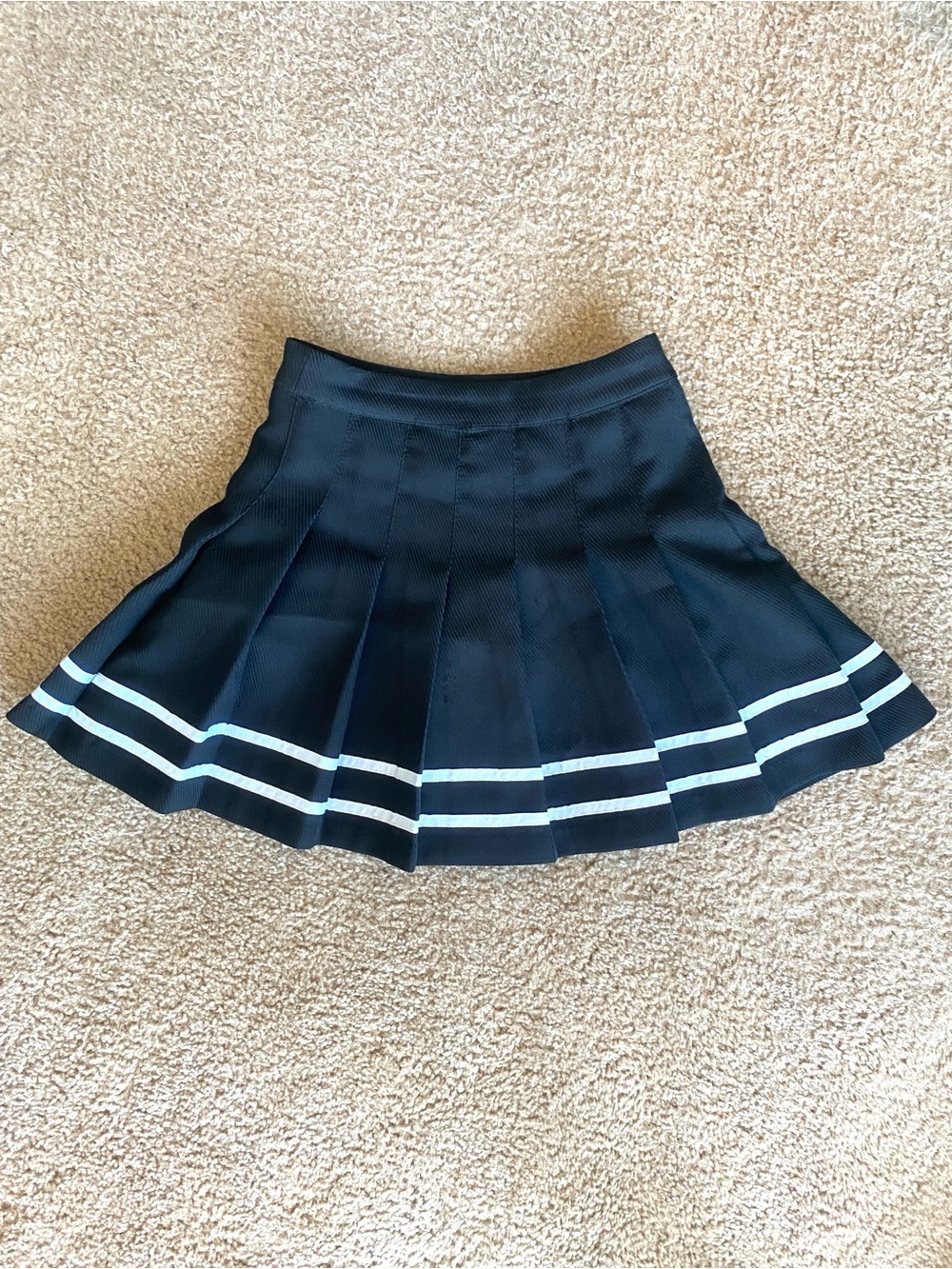 H&M Black Pleated Skirt with White Band Trim
